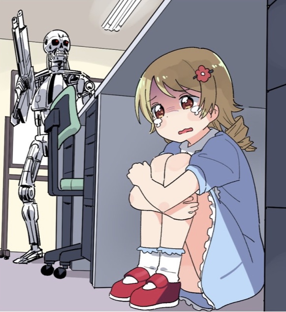 Anime Girl Hiding from Terminator Meme Preview Image