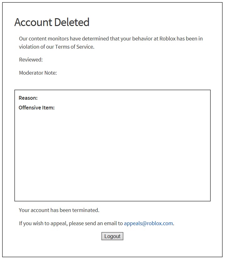 banned from ROBLOX Meme Template