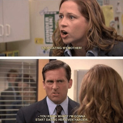 The office start dating her even harder Meme Template