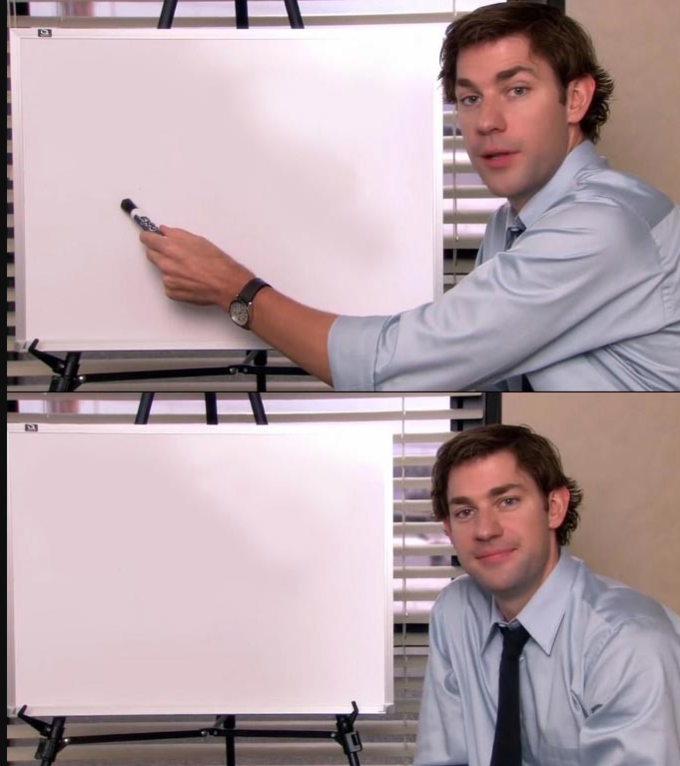 Jim Halpert Pointing to Whiteboard Meme Preview Image
