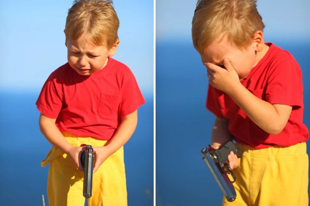 Crying kid with gun  Meme Preview Image