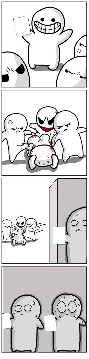 2 People hiding from bullies beating a guy up  Meme Preview Image