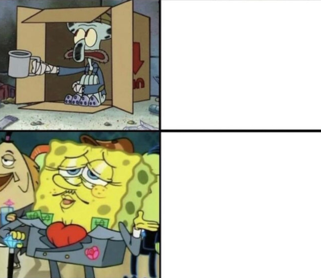 Poor Squidward vs Rich Spongebob  Meme Preview Image