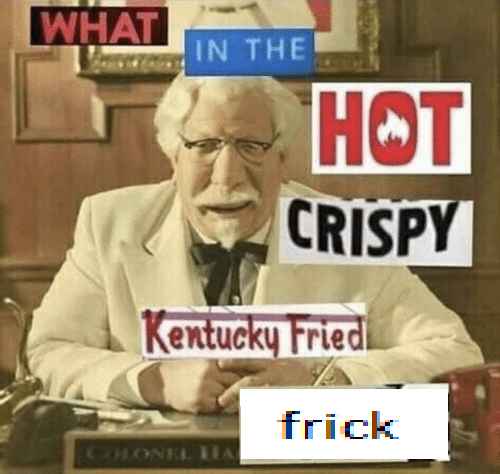 what in the hot crispy kentucky fried frick  Meme Preview Image