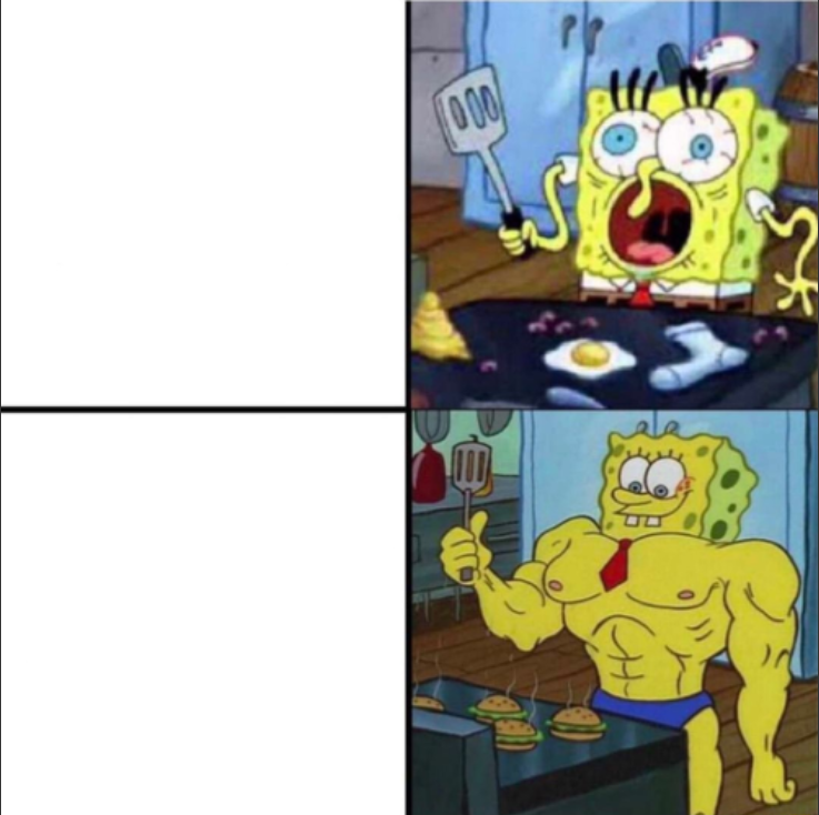 Weak Spongebob vs. Strong Spongebob  Meme Preview Image