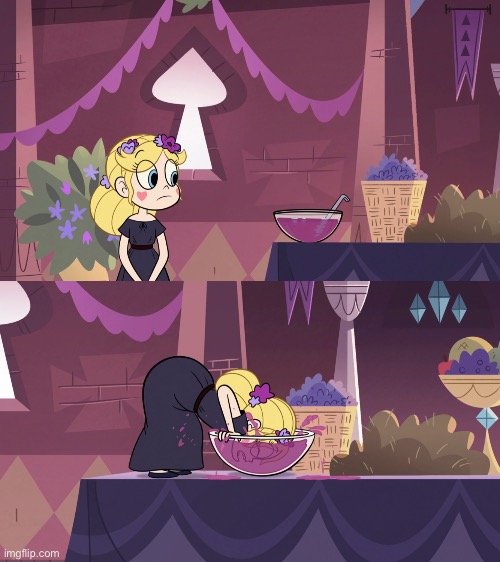 Star Butterfly Shoving her Face into the Juice Bowl  Meme Preview Image