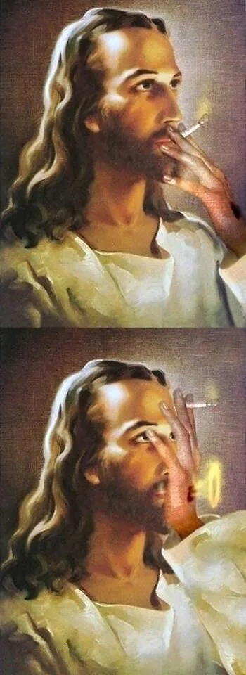 Jesus smoking a cigarette  Meme Preview Image