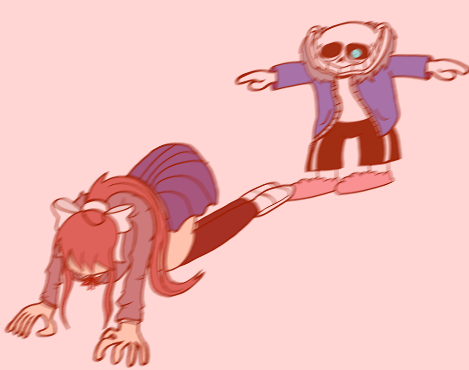 sans t-posing on monika  Meme Preview Image