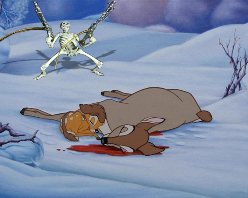 skeleton with guns and bambi  Meme Preview Image