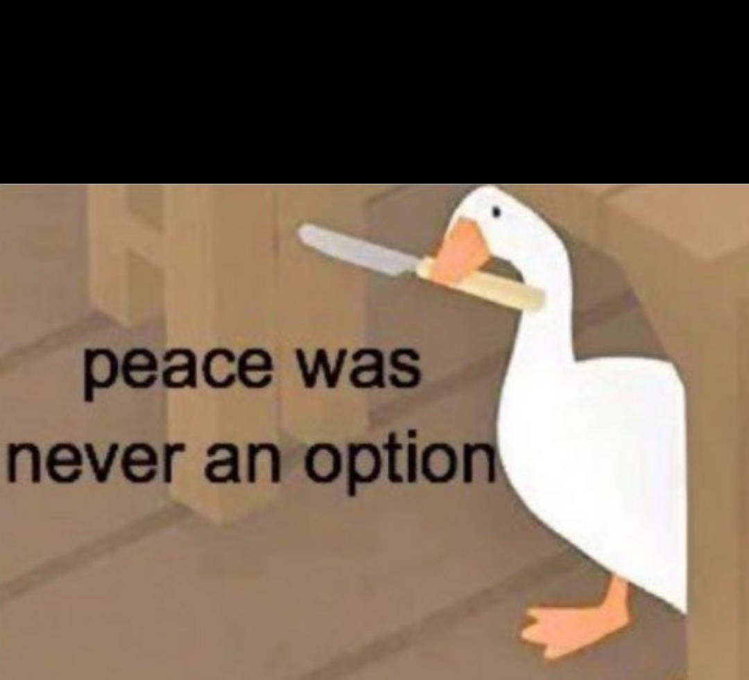 Peace was never an option  Meme Preview Image