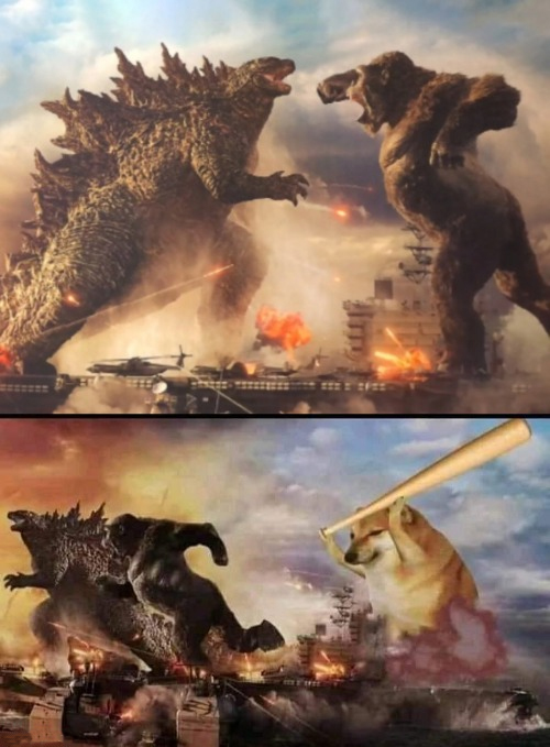 Godzilla vs king kong vs bonk  Meme Preview Image