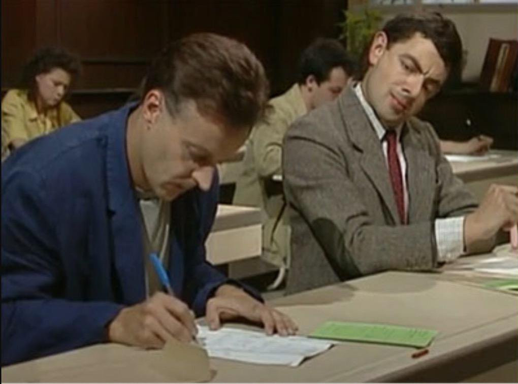 mr bean cheats on exam  Meme Template