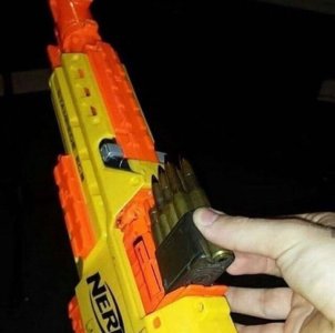Nerf Gun with Real Bullet  Meme Template