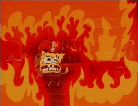Burning Spongebob  Meme Template