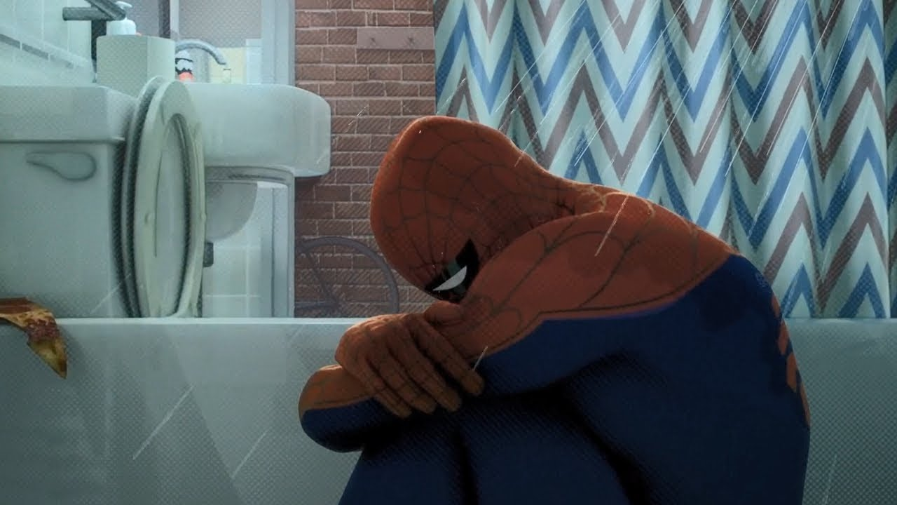 Spider-Man crying in the shower  Meme Template