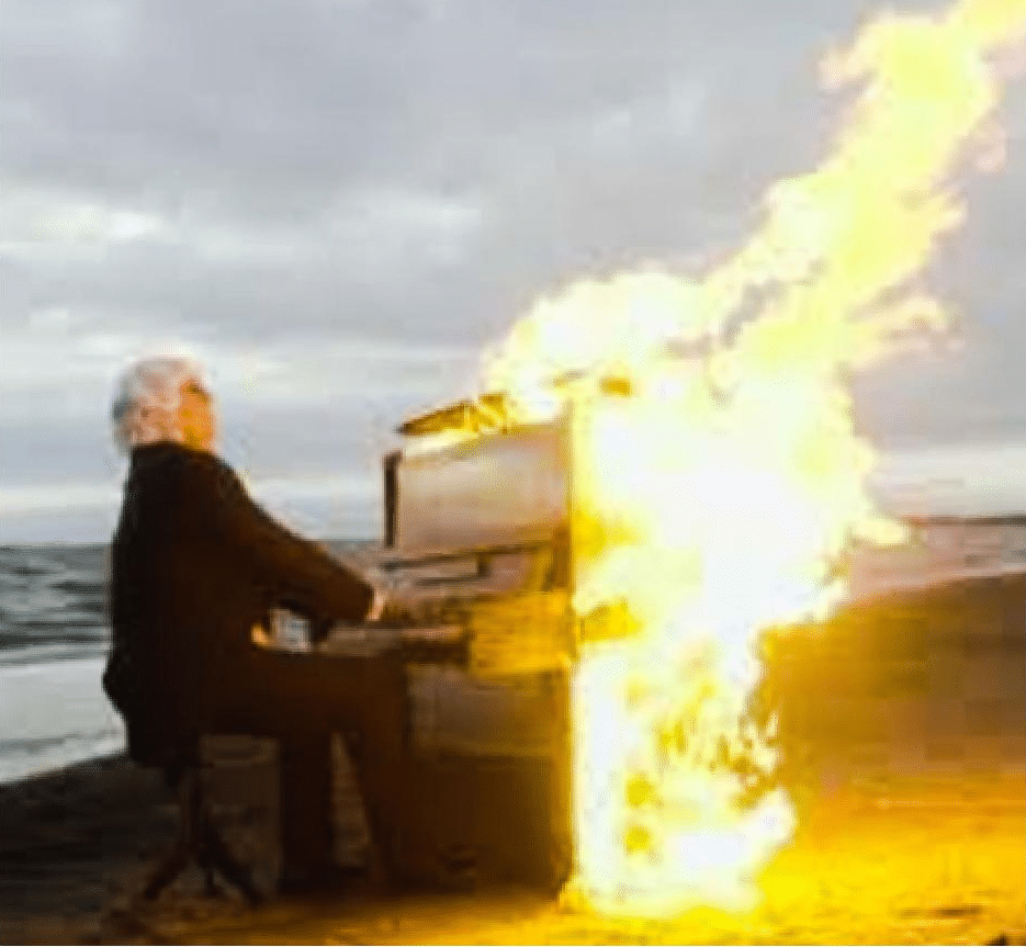 Playing flaming piano  Meme Template