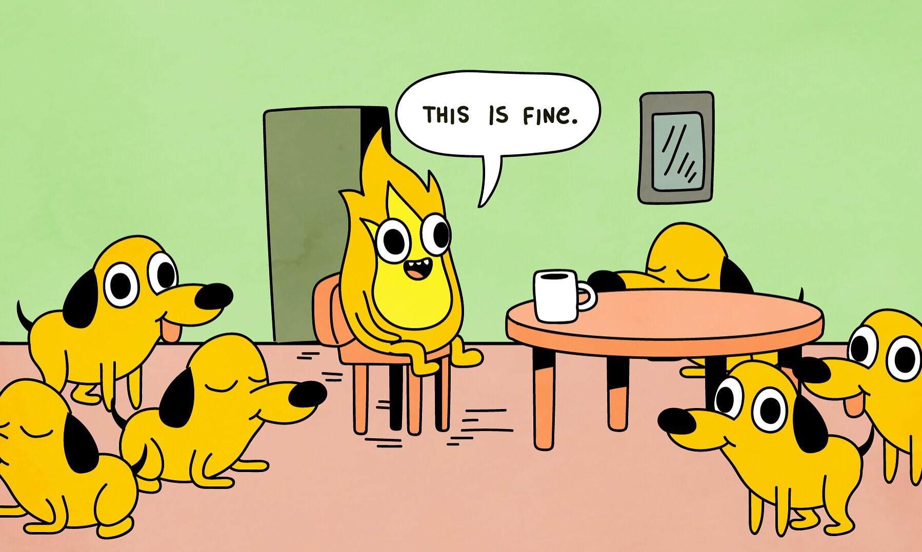 This is Fine but reversed  Meme Template