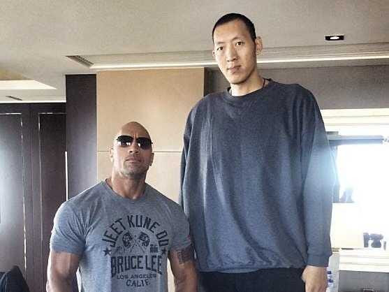 Dwayne the Rock and Sun the tall guy  Meme Template