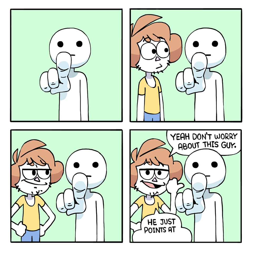 He just points at  Meme Template