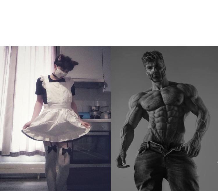 Giga chad vs femboy  Meme Template
